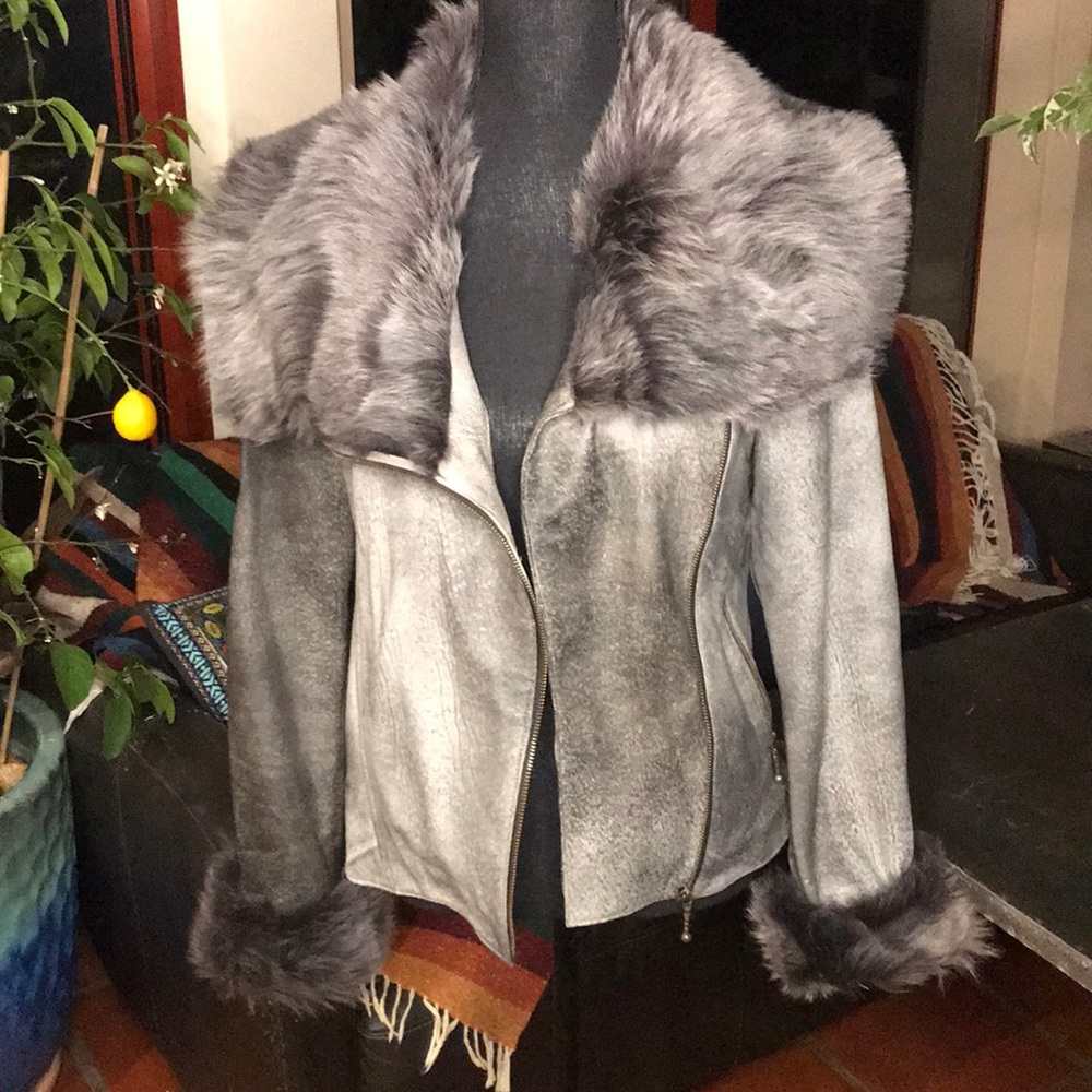 Asli Designs couture leather fur jacket